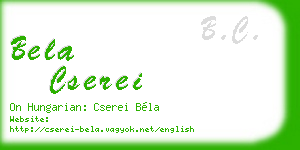 bela cserei business card