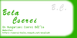 bela cserei business card